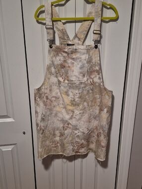 wild fable Neutral Tie-Dye Mini Overall Dress in Beige and Brown Hues